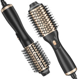Professional Blowout Hair Dryer Brush Black Gold Dryer and Volumizer Hot Air Brush for Women