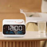 Mordern FM Radio LED Alarm Clock with Temperature Thermometer Humidity Hygrometer for Bedside Wake Up Digital Table Calendar