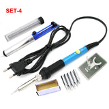 Soldering Iron EU US Plug 110V 220V 60W Thermostatic Electric Mini Solder Iron Station With 6pcs Soldering Tip Solder Wire Rosin