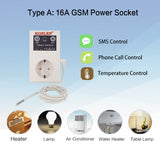16A GSM SMS Smart Power Socket Outlet Temperature Sensor Controller Plug Intelligent Relay Switch Home Automation Remote Control