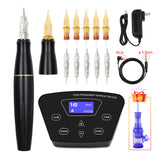 BMX 2 head Tattoo Machine Kits Digital Rotary Tattoo Machine Pen Set Permanent Makeup Micropigmentation Device Cartridge needles