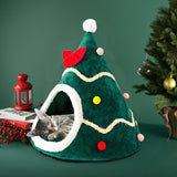 Pet Cat Bed House Christmas Tree Shape Cat Nest Puppy Cave Sleeping Bed Tent For New Year Small Dog Cushion Mat Accessories