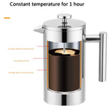Stainless Steel Double Wall Filter Coffee Maker Double Thermal Insulation Coffee Pot Tea Maker With Mesh Filter