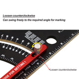 Alloy Metric and Inch Angle Protractor Triangle Ruler Multi Angle Positioning Tool Woodworking Line Ruler Measuring Gauge