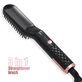 PTC Heating Hair Straightener Brush Comb Men Beard Smooth Shape Anti Static Fluffy Straight Beard Comb Electric Hair Brush
