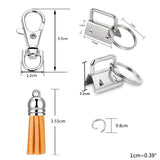 70 Pcs/Set Key Fob Hardware Set 20 Colors Leather Keychain Tassel Key Chain Pendant Making Accessories Wristlet Supplies