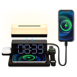 Wireless Charging 6 in 1 Desk Lamp Digital Alarm Clock Night Light for Apple Watch Airpods Iphone XS XR 11 12 13 Pro Samsung S22