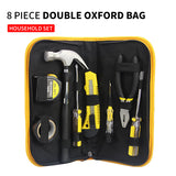 8Pcs Oxford Bag Home Tool Box Test Pencil Tape Measure Hammer Pliers Portable Tool Case