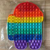 Big Size Among in Us Rainbow Pop Bubbles Fidget Toy Antistress Push Bubble Sensory Silicone Toy Simple Dimple Poppit Fidget Toys