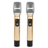 2Pcs Wireless Microphone 25 Channels Microphone Golden Metal Handheld Microphones With Mini Receiver Dropshipping New