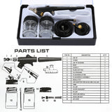 KKmoon 3 Airbrush Kit With Air Compressor Dual-Action Hobby Spray Air Brush Set Tattoo Nail Art Paint Supply w/ Cleaning Brush