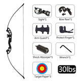 30-40lbs Recurve Bow Straight Bow Left Right Hand Universal Powerful Archery Split Bow Accessories Outdoor Hunting Shooting