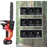 21V Brushless Cordless Chainsaw 12-inch Electric Chain Saw Pruning Saw 6.0Ah Rechargeable Battery Powered Tree Branch Pruner