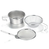 TOMSHOO Stainless Steel Sierra Cup Bowl with Mesh Strainer Colander and Lid for Camping Hiking Backpacking Cups Picnic Cookware