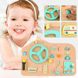 Toddler BusyBoard Montessori Toys - Toddler Sensory Board Baby Steering Wheel Wooden Board Car Driving Toy