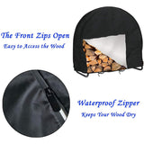 48-Inch Waterproof Firewood Log Frame Cover Round Firewood Basket Rack Cover Circular Wood Storage Rack For Outdoor Use