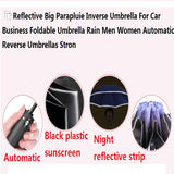 Inverted Umbrella Windproof Anti-UV Automatic Folding Umbrella Night Reflective Strip Auto Reverse Umbrella
