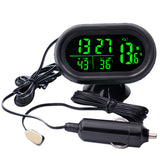 Self-Adhesive Car LCD Digital Display Clock Blue Green Backlight Car Ornaments Car-Styling 3 IN 1 Thermometer Clock Voltmeter