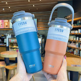 600ml Tyeso Tumbler Coffee Cup Stainless Steel Vacuum Thermal Straw Cups Insulated Mug Cold Storage Ice Large Capacity Leakproof