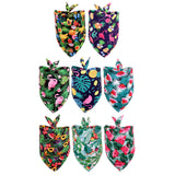 8pcs Dog Pet Summer Bandana Tropic Pattern Dog Bandana Triangle Dog Bib Scarf