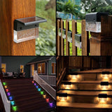 6PCS LED Solar Light Deck Light Fence Light Solar LED Step Light Outdoor Garden Lights Colorful Street Lamp Stair Lights