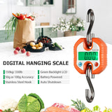 Digital Hanging Scale 150kg/ 330lb Crane Scale LCD Backlight Steel Hook Scales for Farm Fishing Hunting Food Market Outdoor Work