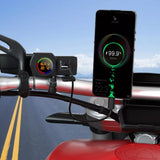 Motorcycle USB Charger with Voltmeter Thermometer Digital Display USB Port PD Cigarette Lighter Socket Motorcycle Handlebar