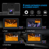 1080P Car DVR 3 Camera Lens Dashcam 1080P HD 4 Inch Touch Screen Auto Video Recorder Front Rear View 24h Vehicle Black Box