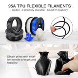 TPU Filament 1.75mm 0.5kg High Accuracy Flexible TPU 3D Printer Filament for Printing Keyrings Insoles Mobile Phone Cases