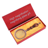 10X Magnifying Glass Retro Handheld Magnifier Wooden Handle Optical Glass Magnifying Glass for Reading Coins Repair Work #35