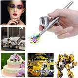 12V Mini NT-19 Dual-Action Airbrush Compressor Kit 0.3mm Airbrush Spray Gun for Nail Airbrush Model Cake Car Fish Shoes Painting