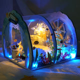 DIY Miniature Furniture Ocean Room Kit Dollhouse with Light Fish Assembled 3D Model Casa Doll House for Children Adult Gifts