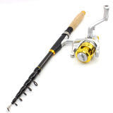 2.1M Fishing rod with reel Carbon Telescopic Fishing Rod Portable Spinning Rod and Reels Multifunction set Travel trout rods
