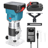 21V Cordless Electric Trimmer 6 Gears of Speeds Adjustable Wood Milling Trimming Engraving Slotting Machine Woodworking Router