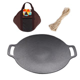Cast Iron Wok Frying Cooking Round Grill Baking Tray BBQ Grill Outdoor Picnic Grilling Tool Cooking Device For Camping