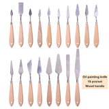 High quality stainless steel 18 pcs oil painting knife set red beech wood handle oil painting scraper painting tool art supplies