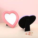 Heart-shaped Glass Mirror Beauty Makeup Tool Rotatable Standing Table Compact Mirror Dressing Table Home Bedroom Makeup Mirror