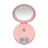 Mini Make Up Mirror WIth Light Sprayer Skin Moisturizing Spray LED Face Cosmetic Mirror Nano Mist Pocket Humidifier Girls Mirror
