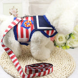 CN Adjustable Dog Collar Harness Leash Creative Navy Suit Style Chest Strap Secure Traction Rope for Small Medium Dogs Cats