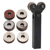 7pcs Steel Dual Wheel Knurling Tool Set with 0.5mm 1mm 2mm Wheel Linear Pitch Knurl Kit Lathe Cutter Wheel Knurling Set