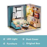 Diy Wooden Doll House Miniatures Kit Dollhouse Furniture Accessories Mini Doll House Casa Free Dust Cover Toys For Kids Gift