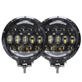 Black 105W 7 Inch LED Work Light High/Low beam OffRoad Fog Driving Light Roof Bar Bumper for Jeep/4x4/Truck/SUV/Cabin/Boat