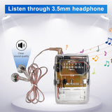 TR624 Transparent Portable Radio AM / FM Pointer Tuning Support Headphones, Used for Church Conference Museum Guide