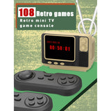 Retro Video TV Game Console with Time Clock Function and 2.4G Double Wireless Controller Built-in 108 Games for PS1/N64