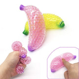 Spongy Banana Bead Stress Ball Toy Squeezable Squishies Stress Relief Toy Baby Kids Children Educational Toys Kids Novelty Gifts