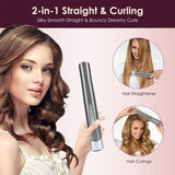 Hair Straightener Curler 2 in 1 Travel Cordless Mini Flat Iron Curl Styler Wireless USB Charging Hair Curling Iron Portable Curl