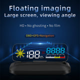 NEW C5 OBD2 HUD Mirror Car Head Up Display GPS Navigation Digital Speed Projector Security Alarm Oil Temp Pressure Large scren
