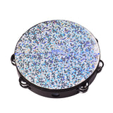 8/10 Inch Wooden Radiant Tambourine Handbell Hand Drum with Double Rows Jingles Shining Reflective Drum Percussion Instrument