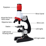 Microscope Kit Lab LED 100X-400X-1200X Home School  Educational Toy Gift Refined Biological Microscope For Kids Child New