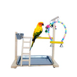 Wooden Bird Perch Stand Parrot Platform Playground Interactive Toys Cage Decor K1MF